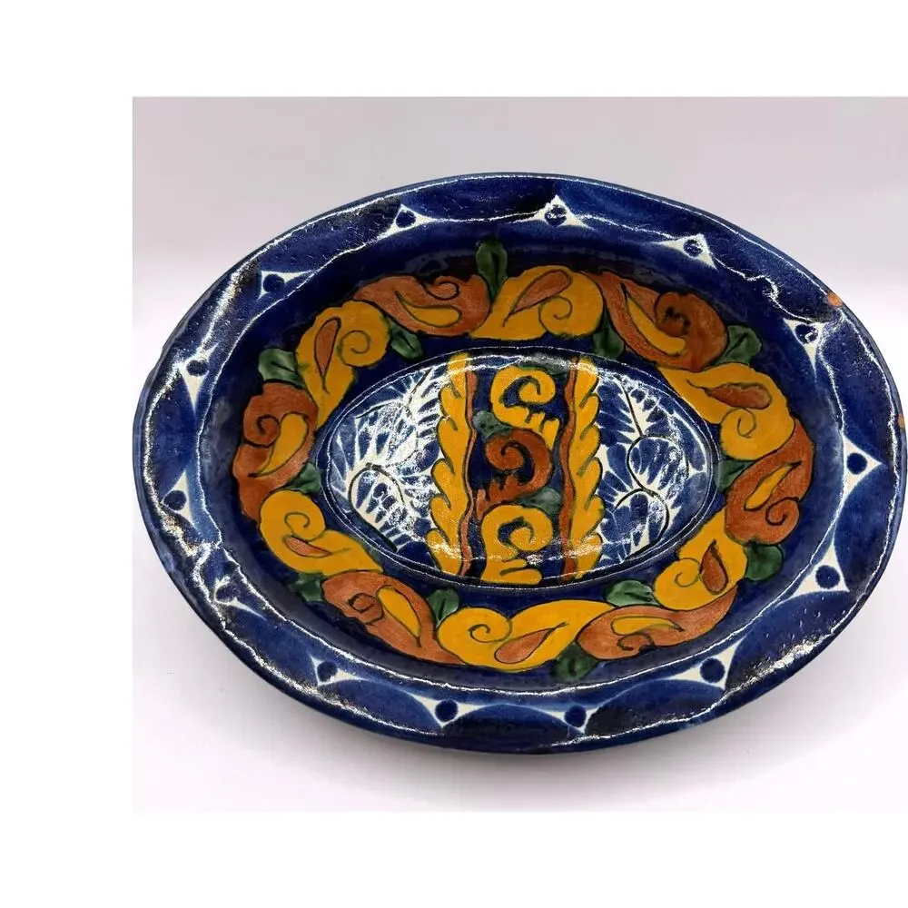 Mexican Talavera Hand Painted Pottery Serving Bowl